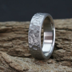 A18 Titanium ring deep hammered