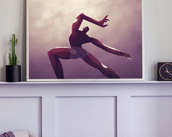 Ballet Male Dancer Art Print, Ballerino Wall Art, Ballet Poses Poster, Gift for a Dancer, Black Dancer Illustration, Queer Art Print