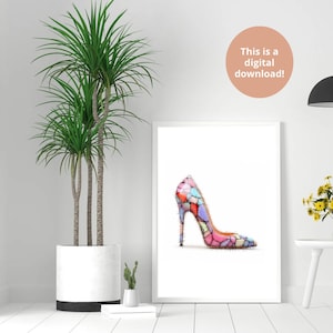 Designer Heels  Wall Art, Colorful Art Print, Fashion Brand Print, Girly  Art Illustration, Chic Bedroom / Dorm Art, Aesthetic Gift