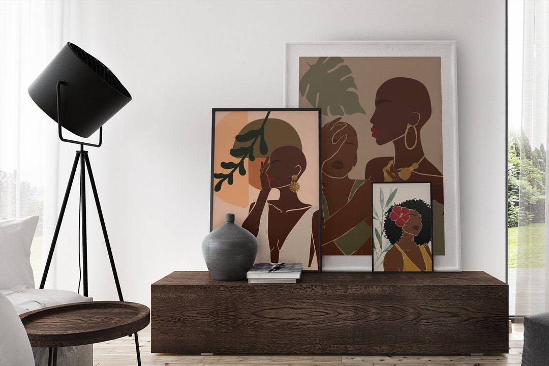 Black Woman Wall Art - Set of 3 INSTANT DOWNLOAD Black Women Paintings ...