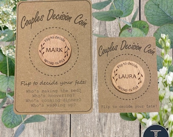 Botanical Couples Decision Coin / Flip to decide / Gift for Him / Gift for Her / Birthday Gift  / Couples Gift / Best Valentines Day Gift
