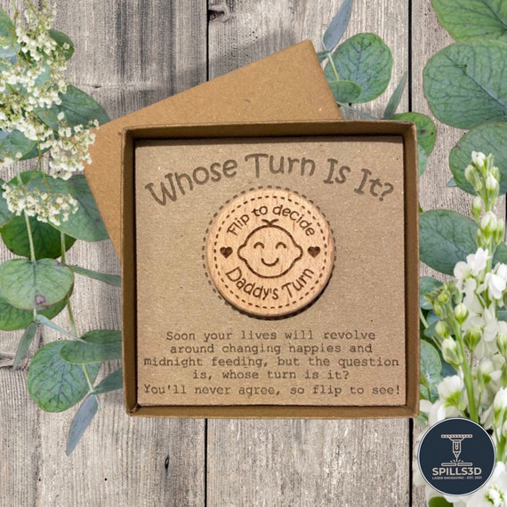 Baby Decision Coin / Best Baby Shower Gift / Novelty Gift / New Parent Gift / Wooden Decision Maker / New Baby Gift / XMAS Stocking Filler