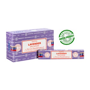 Incense Satya Sai Baba Nag Champa Lavender Offer Box of 12 packs of 15 grams (about 144 sticks)