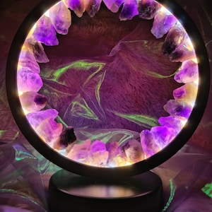 LED lamp with natural Amethyst stones