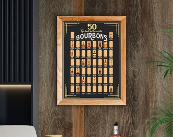 The Original Bourbon Scratch off Poster the 50 Best Bourbons Bucket List  Ultimate Bourbon Gift for Bourbon Lovers Bourbon Gift for Him 