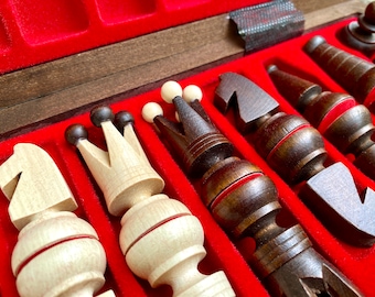 Set di scacchi in legno con tavola 12" - Personalizzazione - Dimensioni tavola: 12x6x1,7 pollici - Set di scacchi unici
