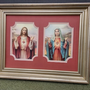 Immaculate Heart of Mary and Sacred Heart of Jesus custom framed art