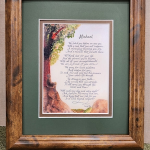 Personalized Poem for son custom framed and matted gift