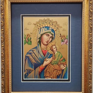 Our Lady of Perpetual Help foil print custom framed and matted picture