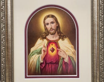 Sacred Heart of Jesus custom framed religious print.