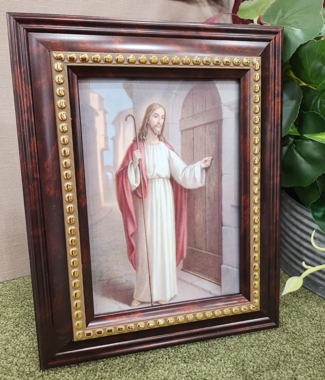 Vintage Jesus Knocking at the Door Framed Catholic Print. - Etsy