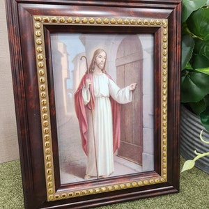 Vintage Jesus Knocking at the Door Framed Catholic Print. - Etsy