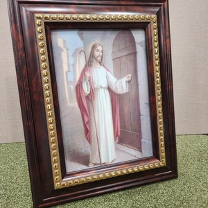 Vintage Jesus Knocking at the Door Framed Catholic Print. - Etsy