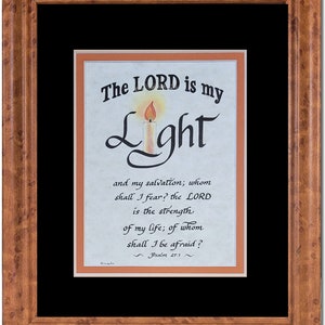 The Lord is my Light and my salvation Psalm 27 Scripture verse framed Mple frm Blk mt