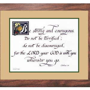 Be strong and courageous Joshua 1 verse 9 inspirational framed print religious decor picture