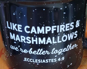 Wedding Mugs for Bride and Groom Campfire Style.