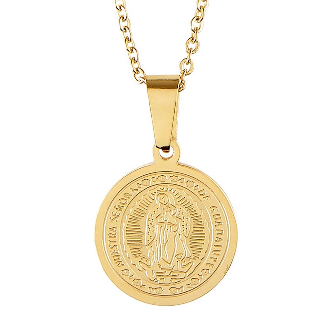 My Saint My Hero Our Lady of Guadalupe Necklace - Gold /Lavender