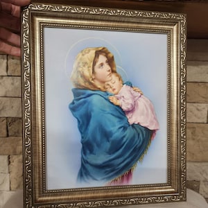 Madonna of the Streets Mother and child framed print in gold or silver frame - Ferruzzi