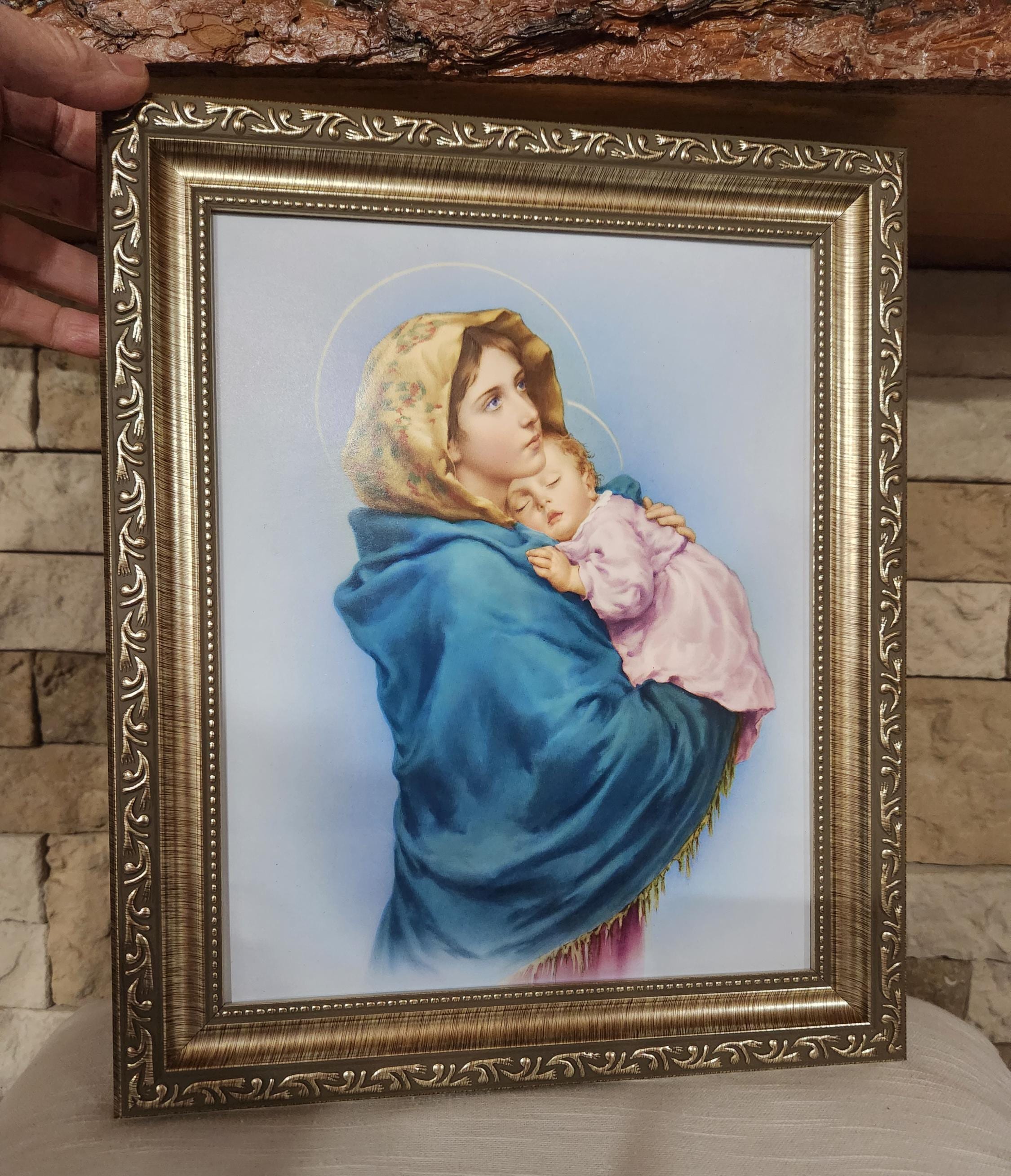 Madonna of the Streets Mother and Child Framed Print in Gold or