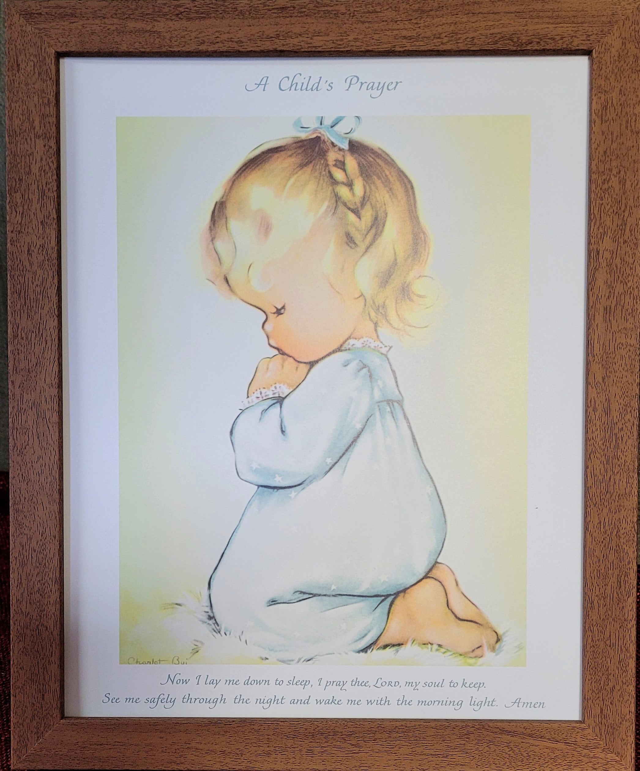 Now I Lay Me Down to Sleep Little Girl Praying Framed
