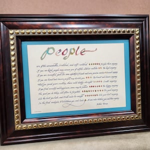Mother Teresa verse Love them anyway small desktop calligraphy print framed verse