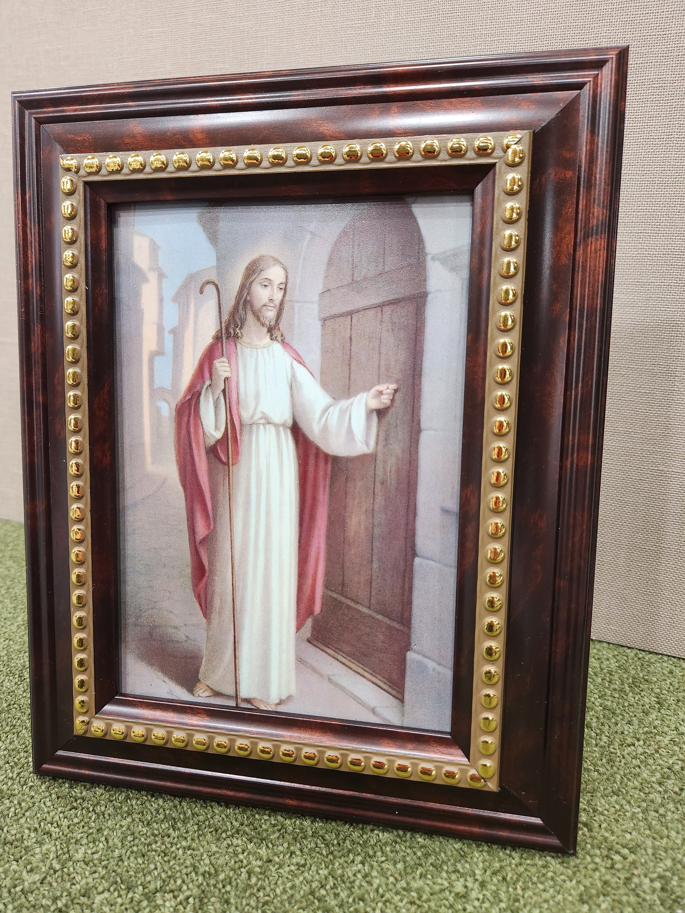 Vintage Jesus Knocking at the Door Framed Catholic Print. - Etsy