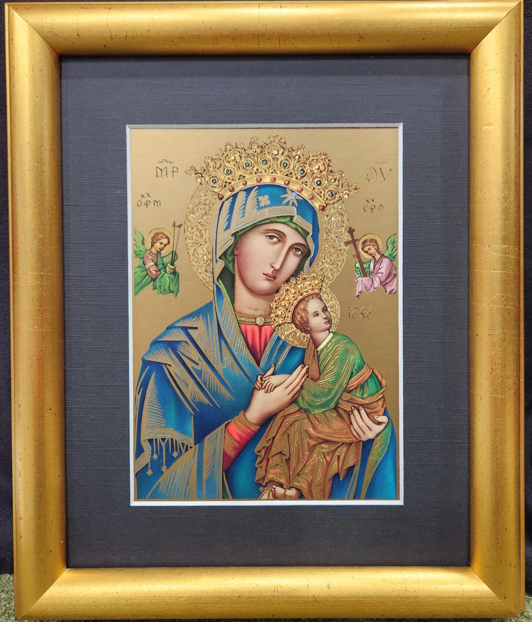 Our Lady of Perpetual Help Foil Print - Gold Frame, Red/blue Mat (8x10 ...