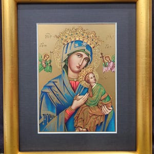 Our Lady of Perpetual Help Foil Print - Gold Frame, Red/blue Mat (8x10 ...