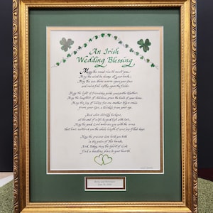 Irish Wedding Blessing custom framed verse