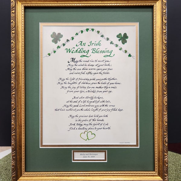 Irish Wedding Blessing custom framed verse