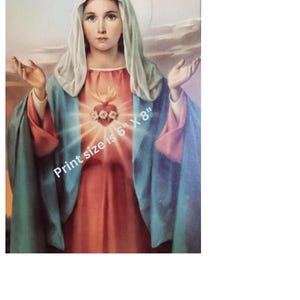 Immaculate Heart of Mary and Sacred Heart of Jesus 6&quot; X 8&quot; paper prints - printed in Italy