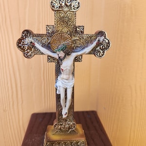 Decorative Crucifix for Home Altar or chapel ornate standing Crucifix.