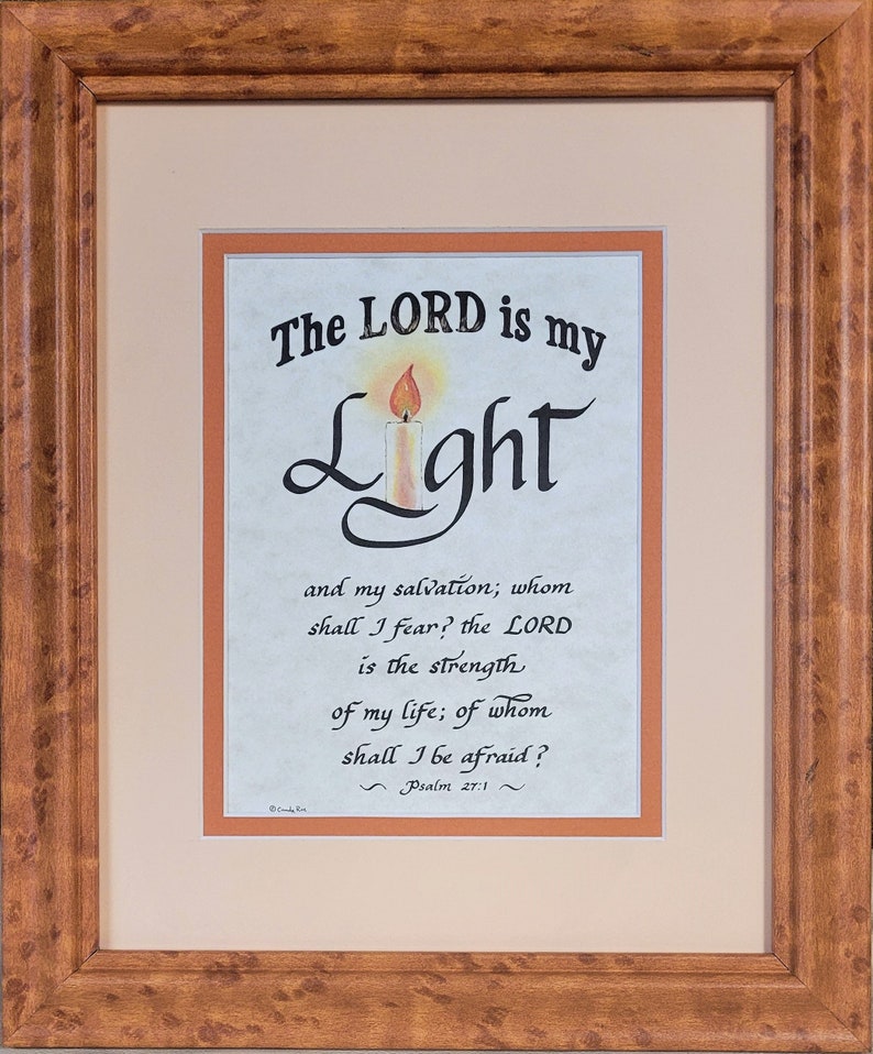 The Lord is my Light and my salvation Psalm 27 Scripture verse framed Mple frm Cream mt