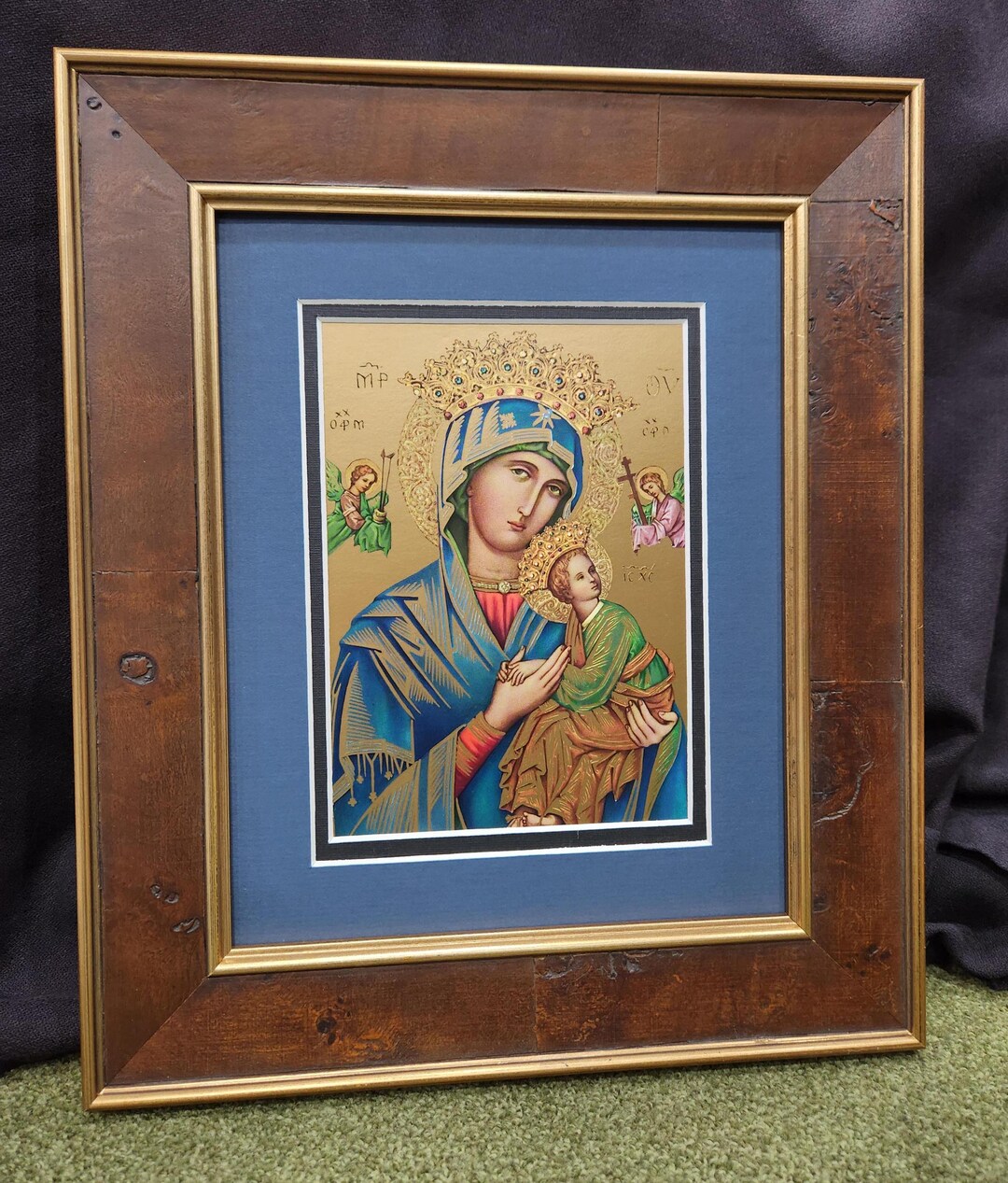 Our Lady of Perpetual Help Framed Print: Burlwood Frame, Choice of Mat ...