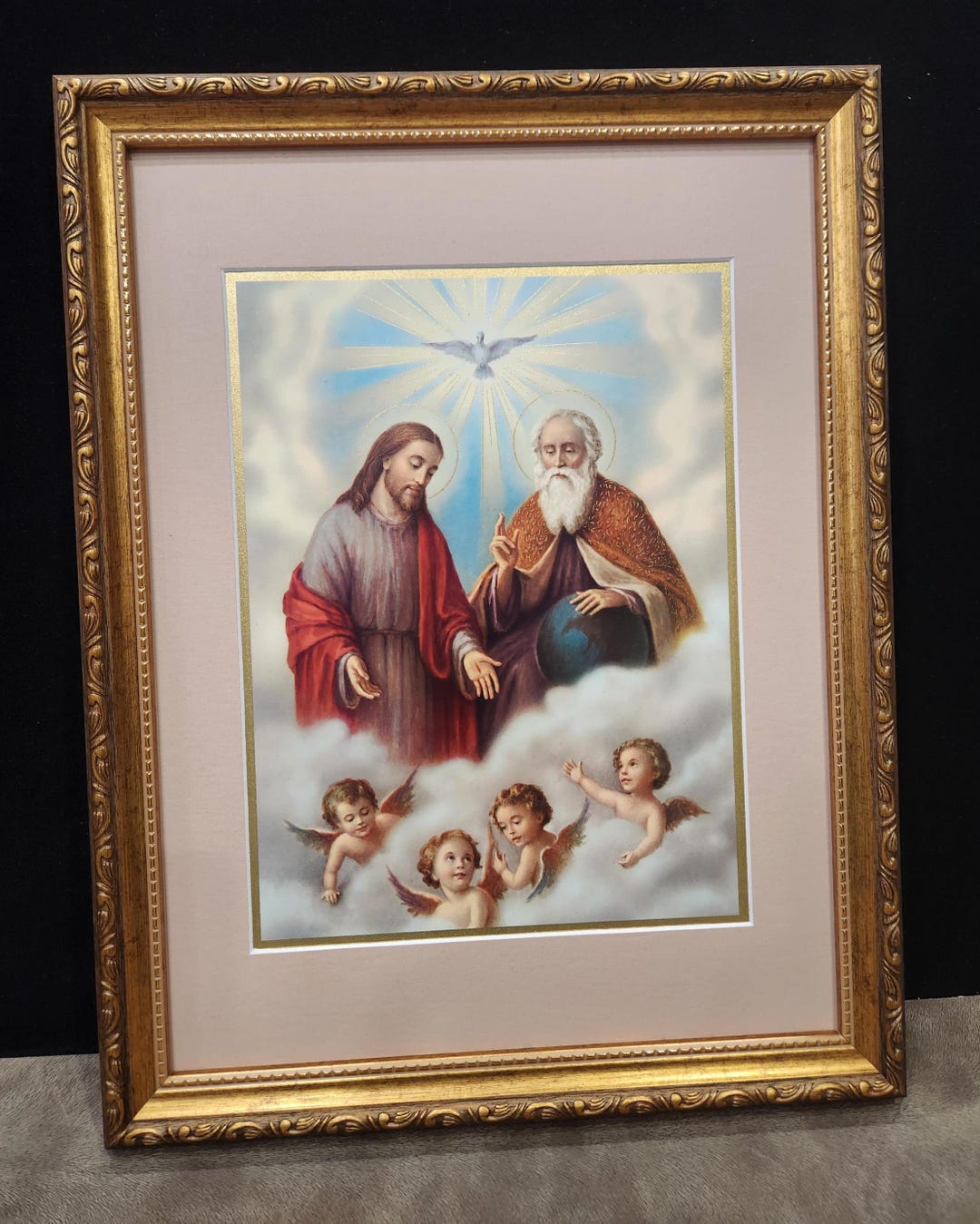 Holy Trinity Sacred Art Framed Print With Antique Gold Frame. - Etsy