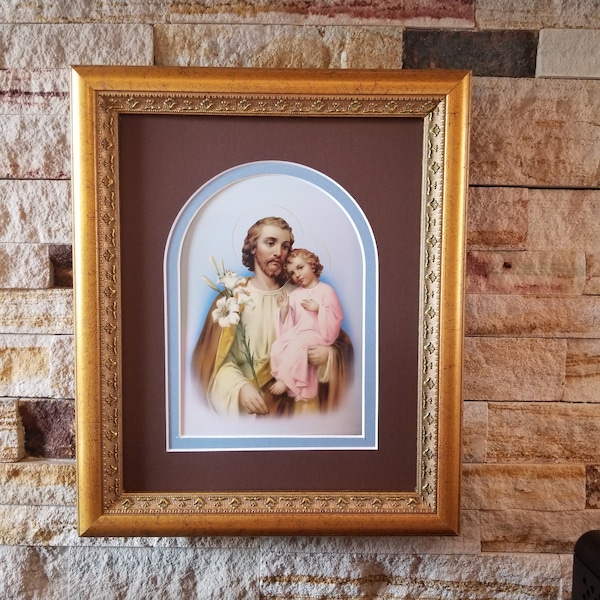 Heilige Joseph en het kind Jesus framed en mat klassieke beeld