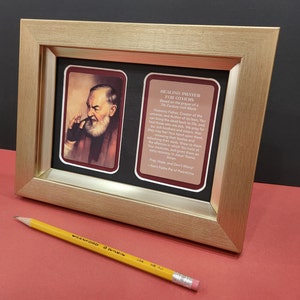 Padre Pio prayer for healing framed desktop art.