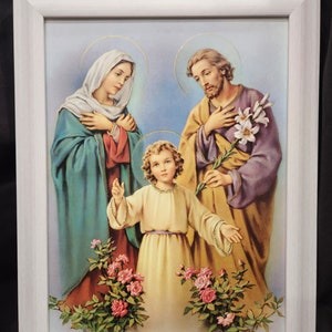 Heilige Familie mit mattiertem und gerahmtem katholischen Kunstdruck