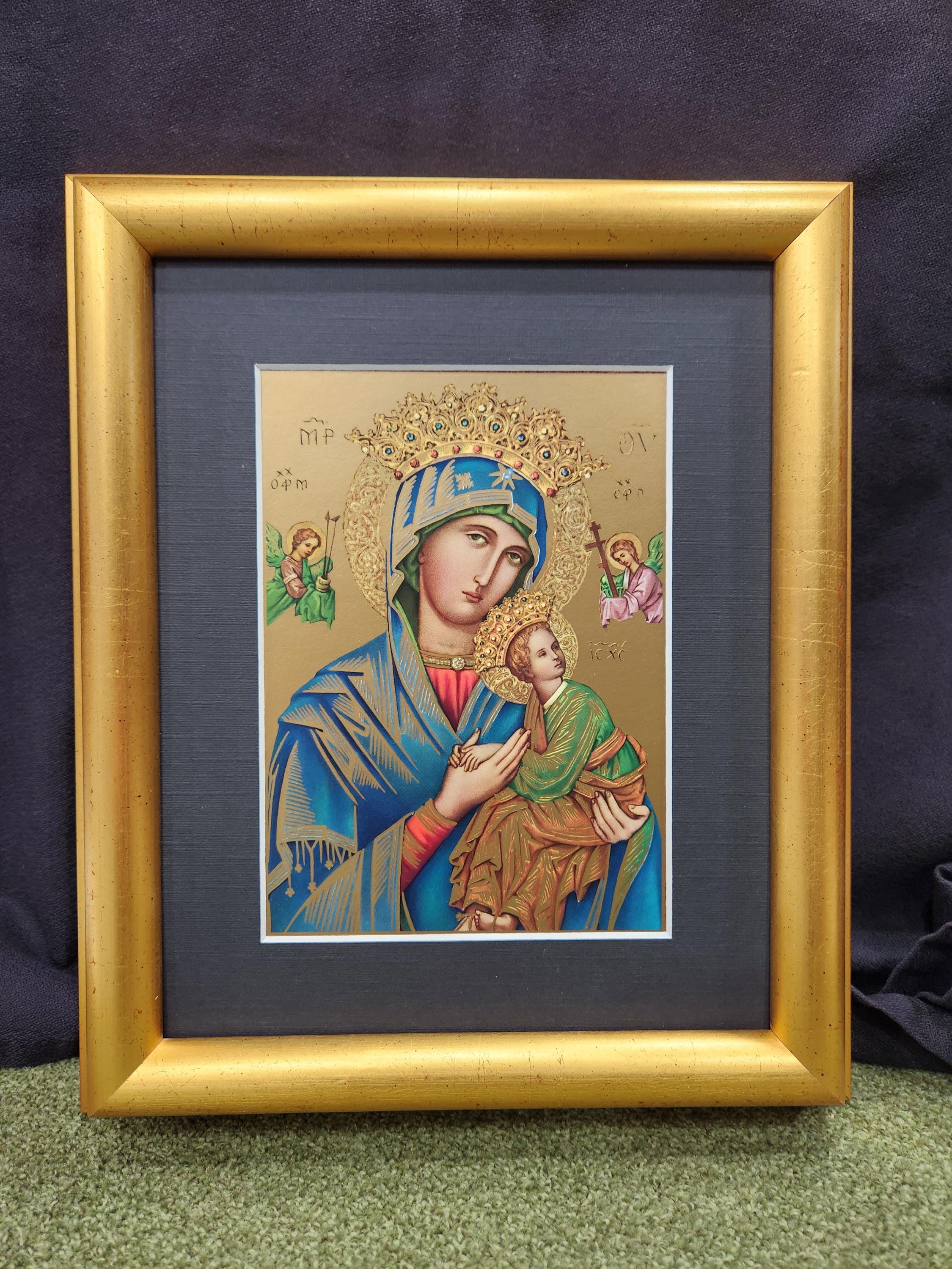 Our Lady of Perpetual Help Foil Print - Gold Frame, Red/blue Mat (8x10 ...