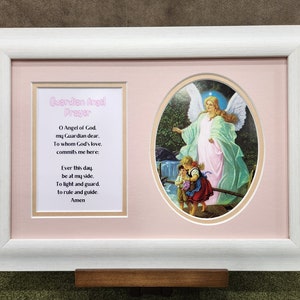 Guardian Angel print with prayer framed picture for girl