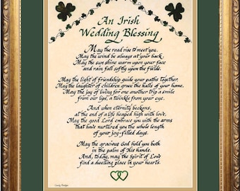 Irish Wedding Blessing gepersonaliseerd, ingelijst verscadeau voor bruid en bruidegom.