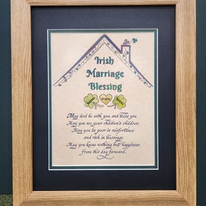 An Irish Marriage Blessing custom framed personalized Wedding gift picture.