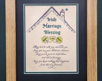 An Irish Marriage Blessing custom framed personalized Wedding gift picture.