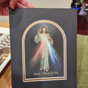 Jesus, I trust in you Divine Mercy Double Matted 8&quot; X 10&quot; print ready to frame