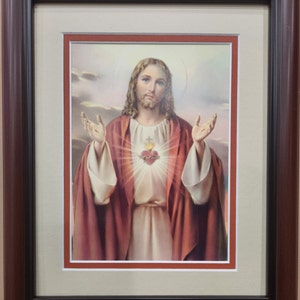 Sacred Heart of Jesus Framed Print: Vintage Italian Art
