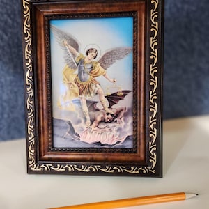St. Michael the Archangel Italian print framed 5&quot; X 7&quot; picture