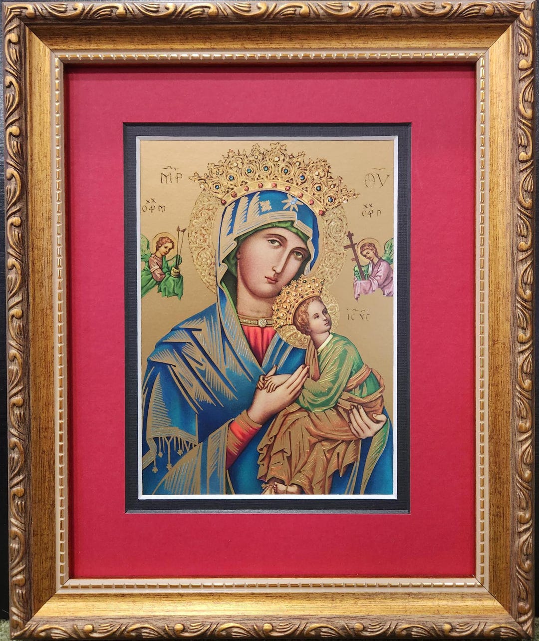 Our Lady of Perpetual Help Foil Print: Gold Frame, Red Mat - Etsy