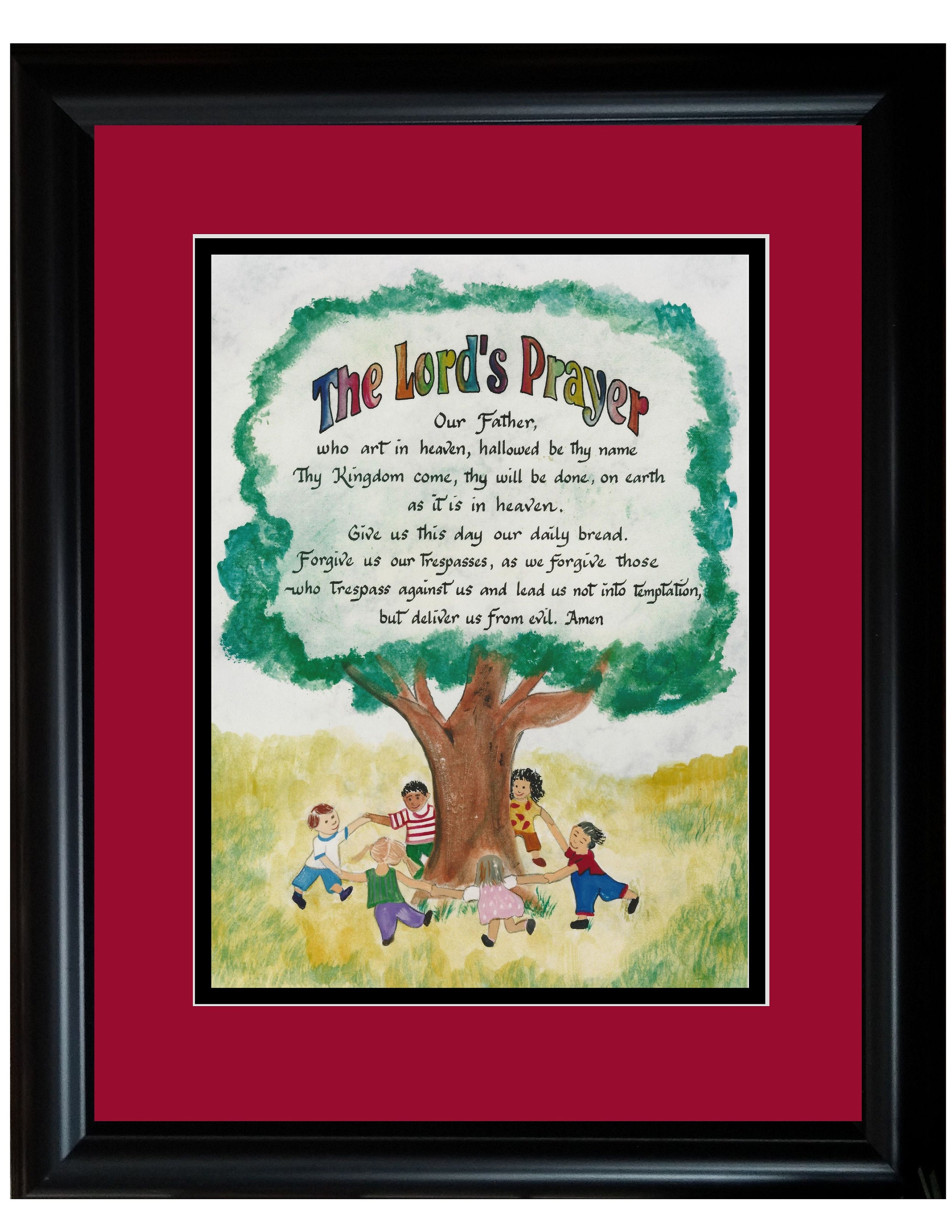 The Lords Prayer Framed Picture for Children Calligraphy and Art - Etsy