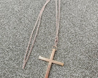 Shiny Gold plate Clergy Cross Necklace 3 1/2" high