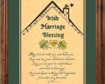 Irish Marriage Blessing Gepersonaliseerd ingelijst gedicht voor bruid en bruidegom